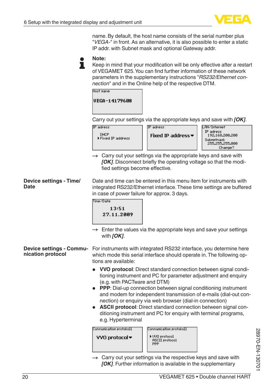 VEGA VEGAMET 625 User Manual | Page 20 / 64