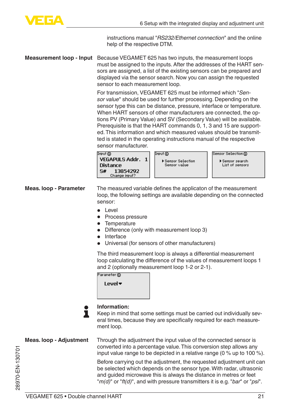 VEGA VEGAMET 625 User Manual | Page 21 / 64