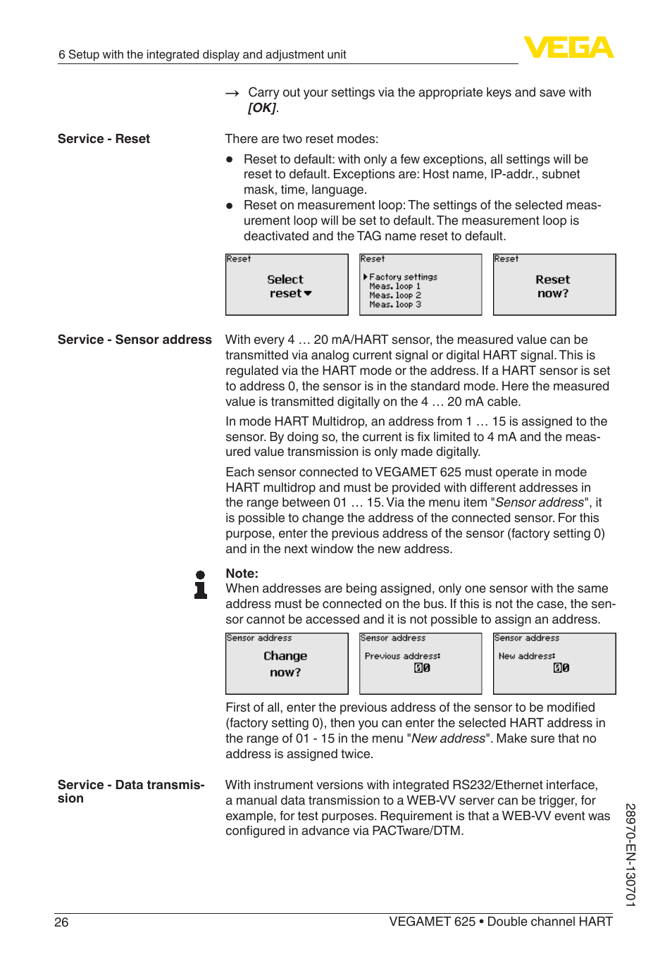 VEGA VEGAMET 625 User Manual | Page 26 / 64