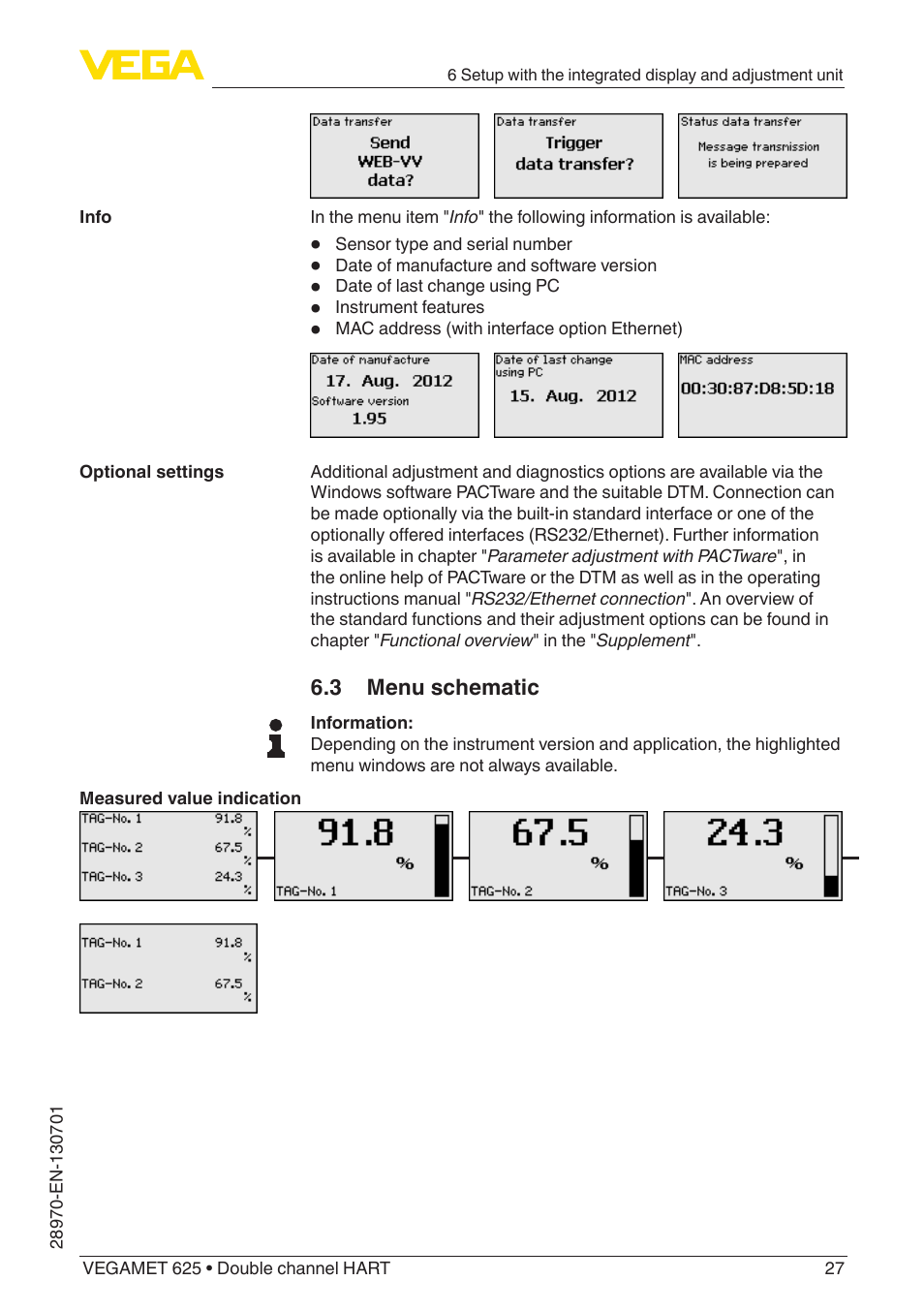 3 menu schematic | VEGA VEGAMET 625 User Manual | Page 27 / 64