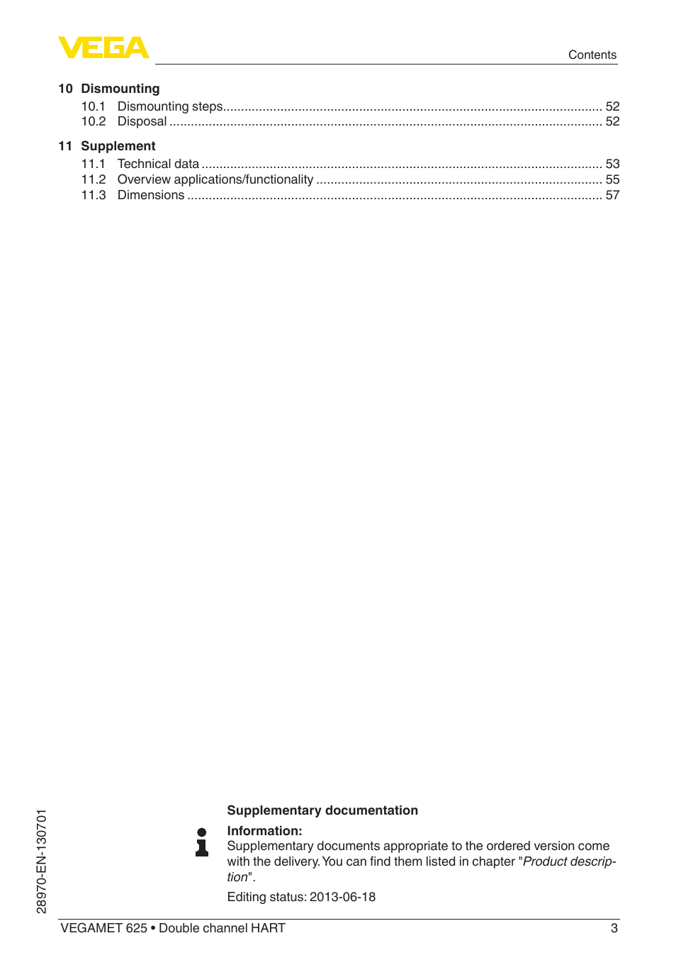 VEGA VEGAMET 625 User Manual | Page 3 / 64