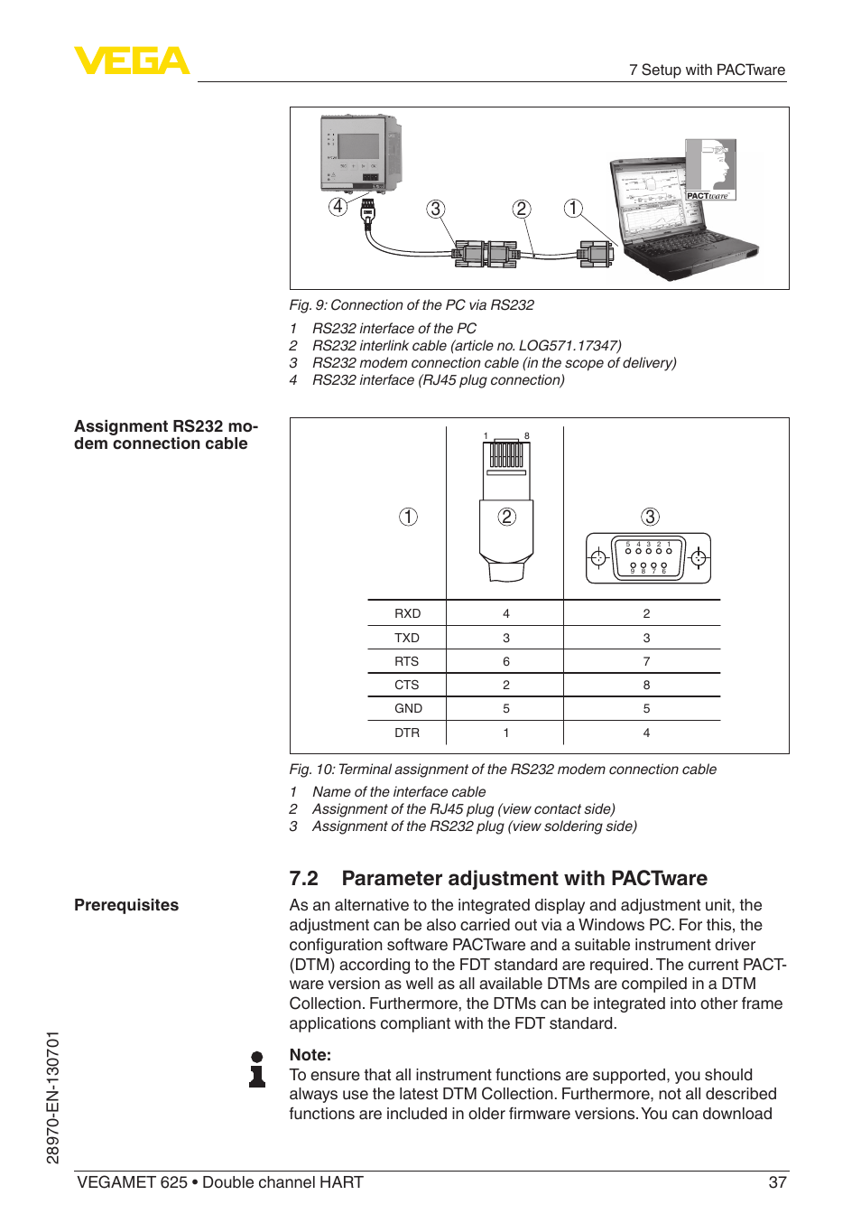 2 parameter adjustment with pactware | VEGA VEGAMET 625 User Manual | Page 37 / 64