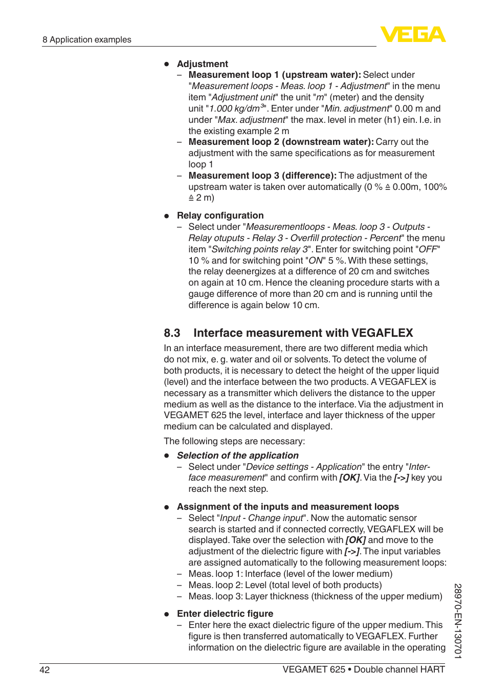3 interface measurement with vegaflex | VEGA VEGAMET 625 User Manual | Page 42 / 64