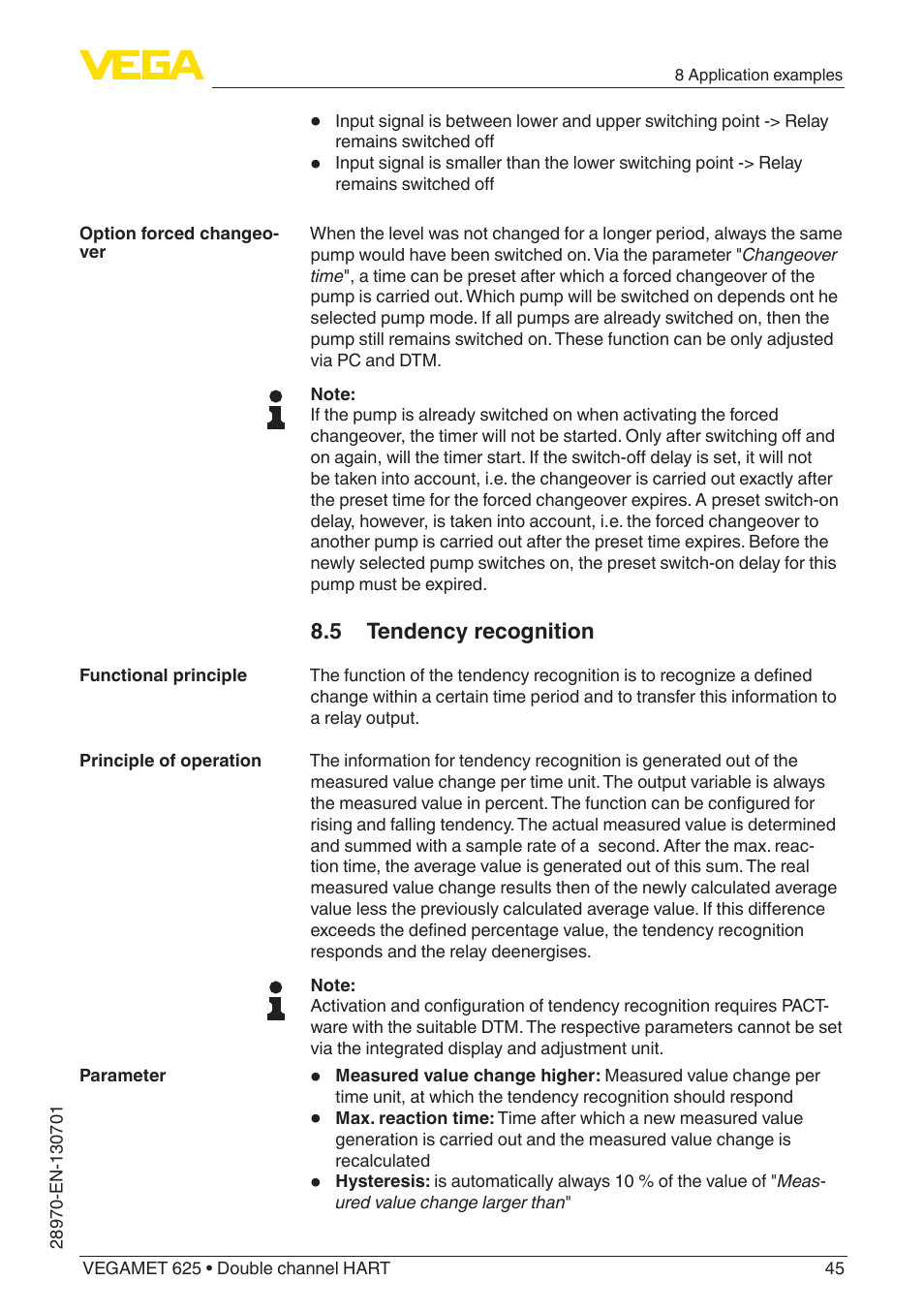 5 tendency recognition | VEGA VEGAMET 625 User Manual | Page 45 / 64