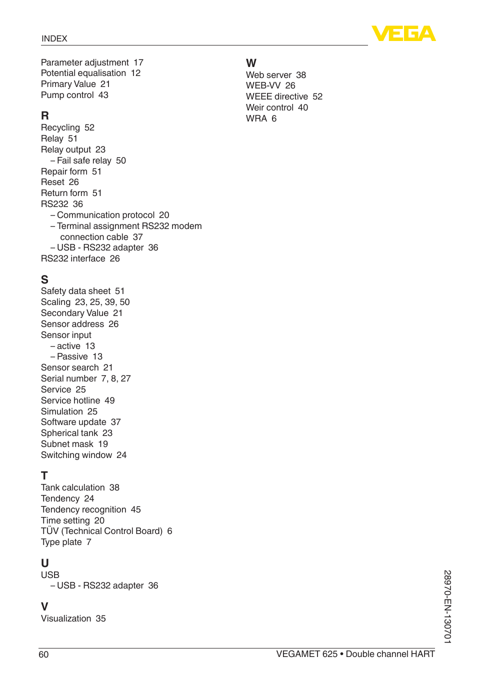 VEGA VEGAMET 625 User Manual | Page 60 / 64