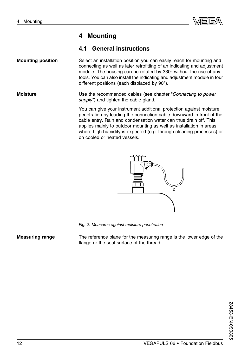 4 mounting, 1 general instructions | VEGA VEGAPULS 66 (≥ 2.0.0 - ≤ 3.8) Foundation Fieldbus User Manual | Page 12 / 68