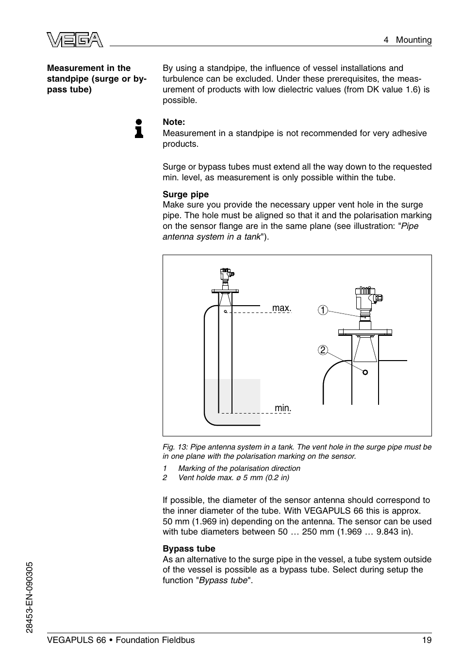 VEGA VEGAPULS 66 (≥ 2.0.0 - ≤ 3.8) Foundation Fieldbus User Manual | Page 19 / 68