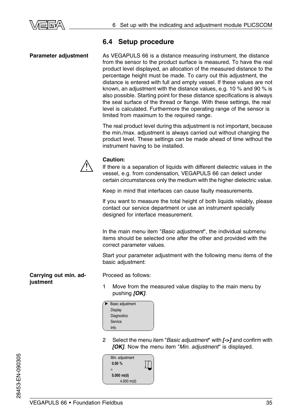 4 setup procedure | VEGA VEGAPULS 66 (≥ 2.0.0 - ≤ 3.8) Foundation Fieldbus User Manual | Page 35 / 68