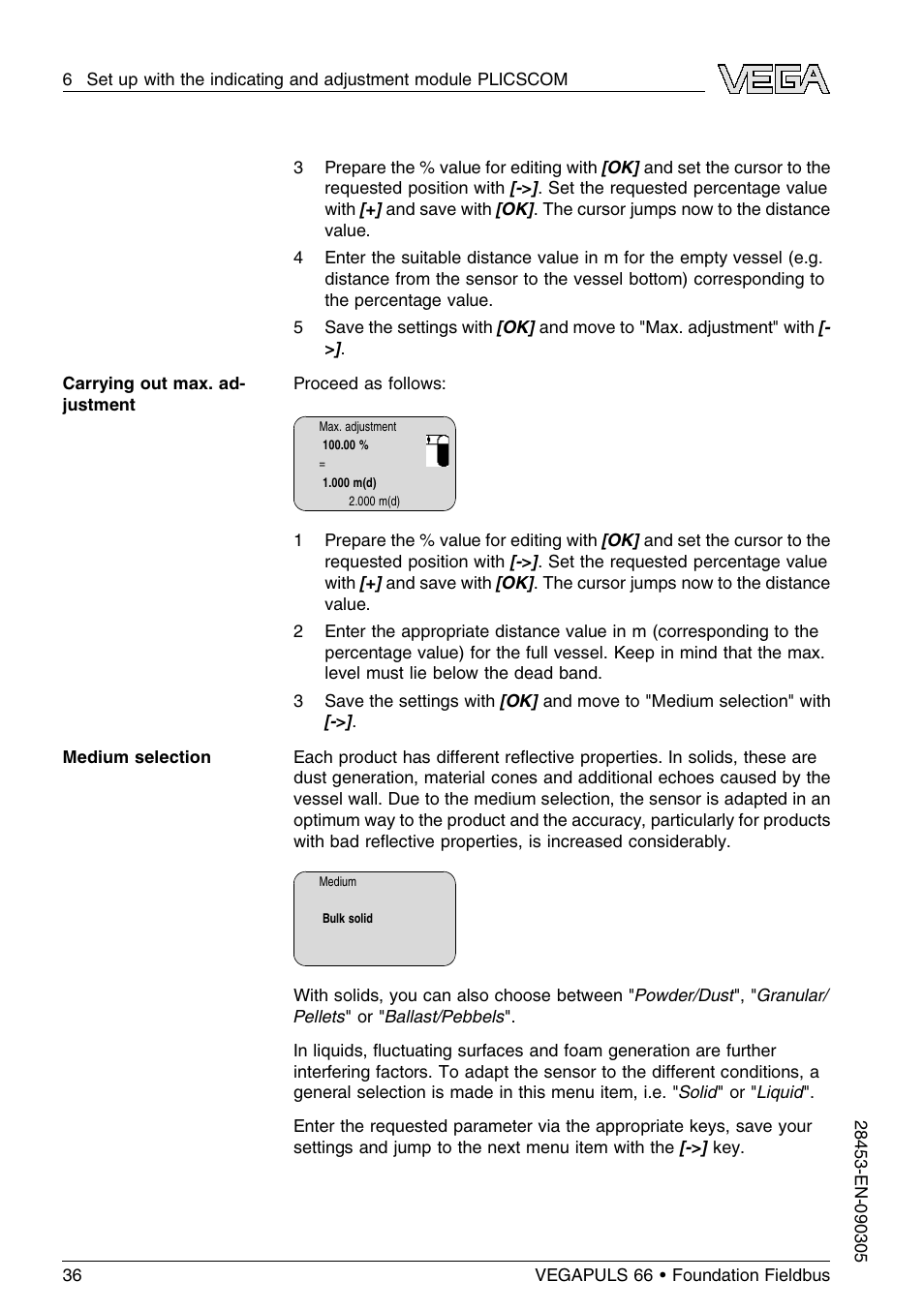 VEGA VEGAPULS 66 (≥ 2.0.0 - ≤ 3.8) Foundation Fieldbus User Manual | Page 36 / 68