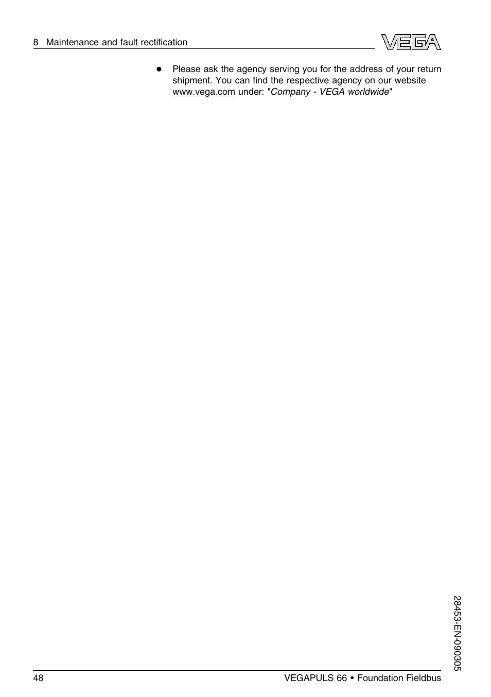 VEGA VEGAPULS 66 (≥ 2.0.0 - ≤ 3.8) Foundation Fieldbus User Manual | Page 48 / 68