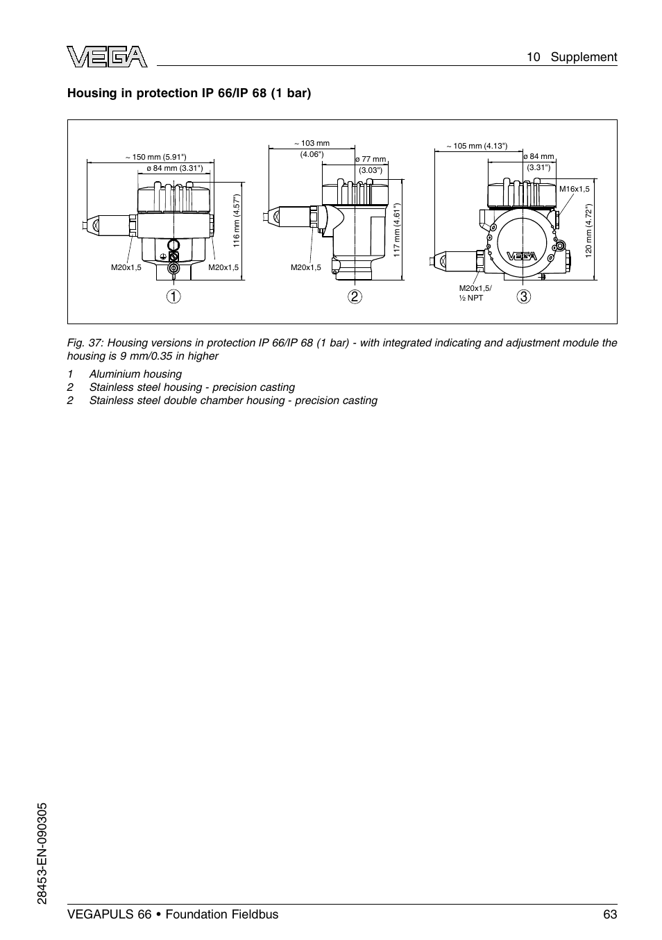 VEGA VEGAPULS 66 (≥ 2.0.0 - ≤ 3.8) Foundation Fieldbus User Manual | Page 63 / 68