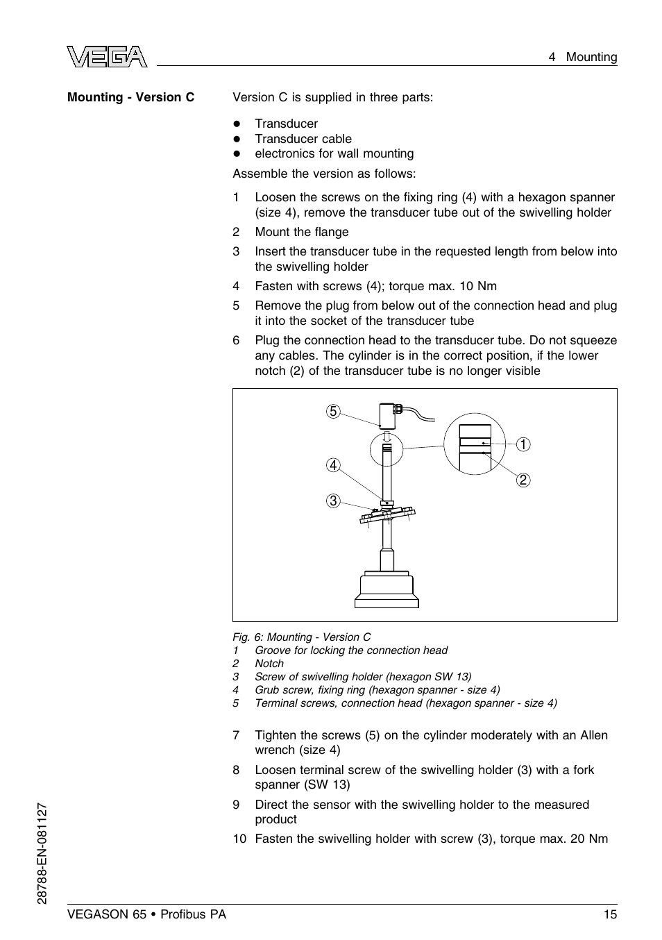 VEGA VEGASON 65 Proﬁbus PA User Manual | Page 15 / 68