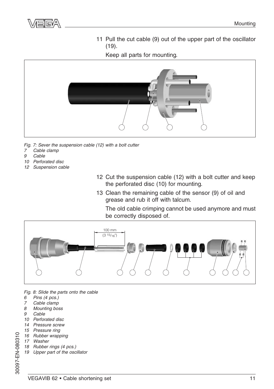 VEGA VEGAVIB 62 Cable shortening set User Manual | Page 11 / 20