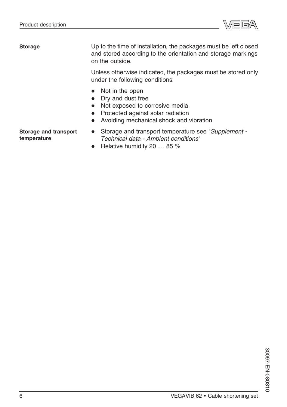 VEGA VEGAVIB 62 Cable shortening set User Manual | Page 6 / 20