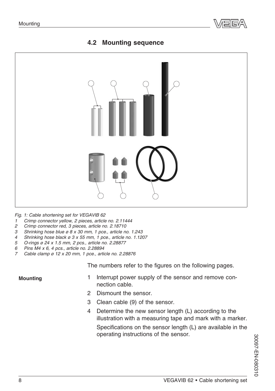 2 mounting sequence | VEGA VEGAVIB 62 Cable shortening set User Manual | Page 8 / 20