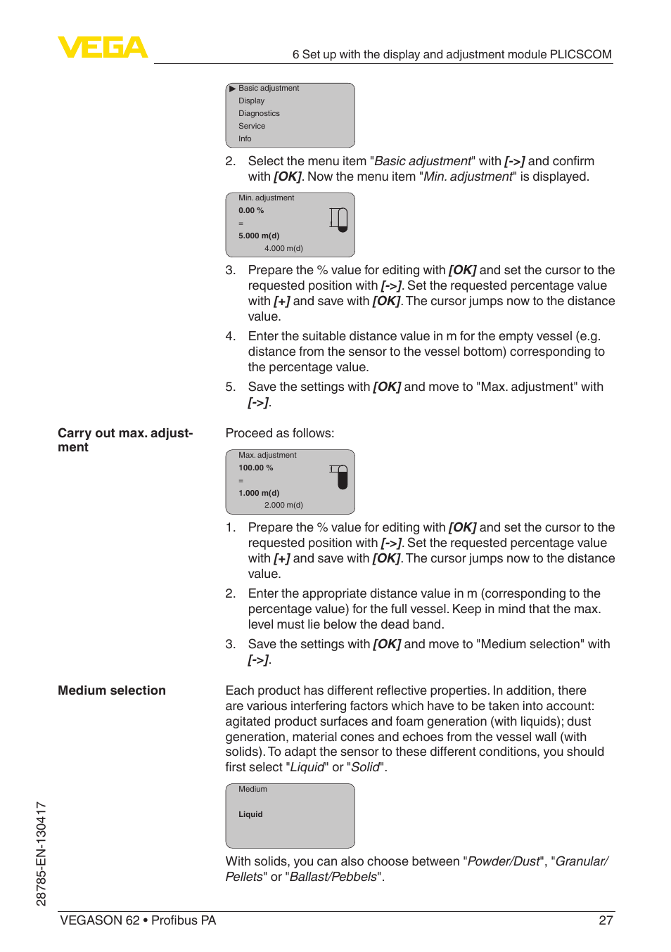 VEGA VEGASON 62 Profibus PA User Manual | Page 27 / 52