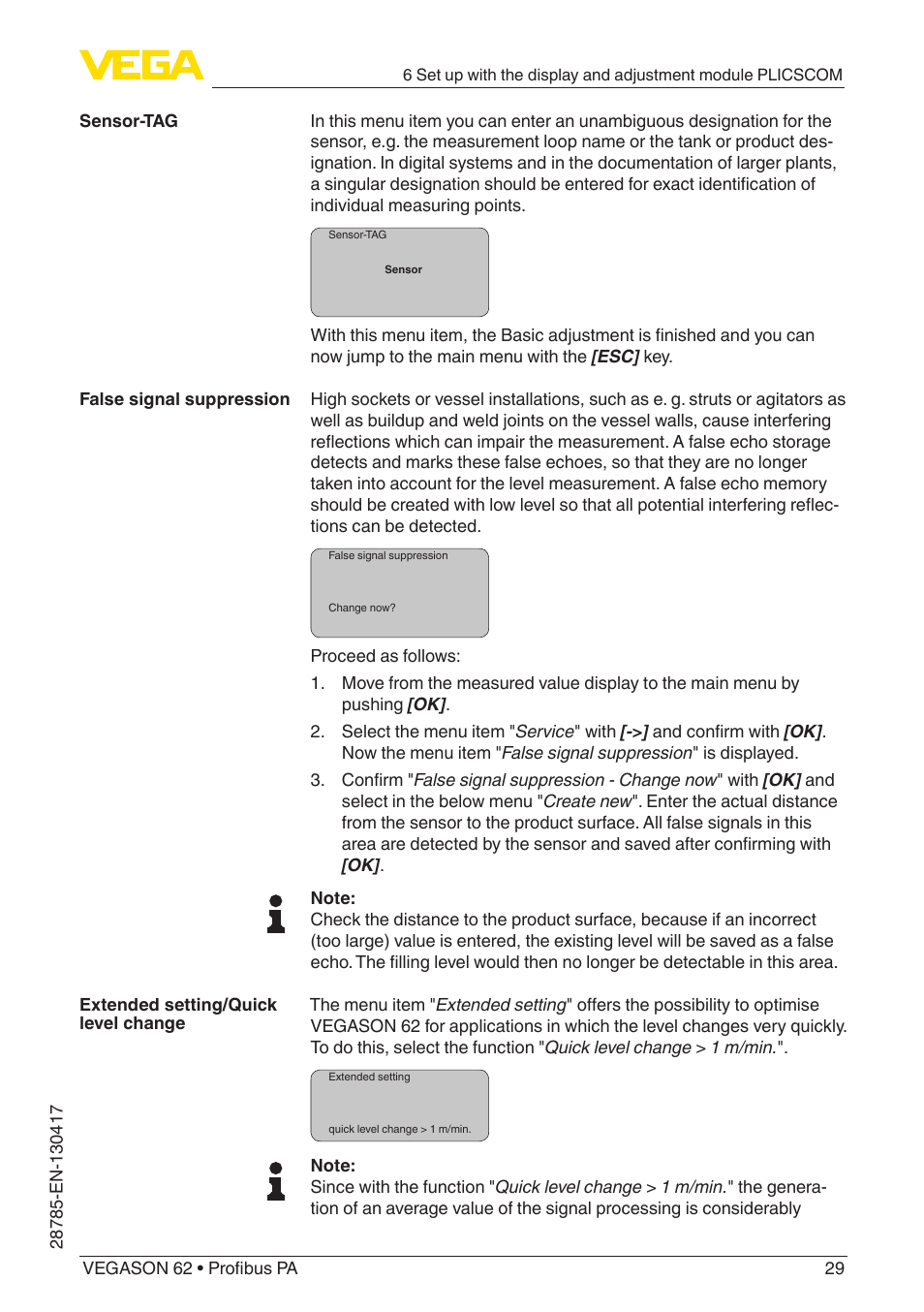 VEGA VEGASON 62 Profibus PA User Manual | Page 29 / 52