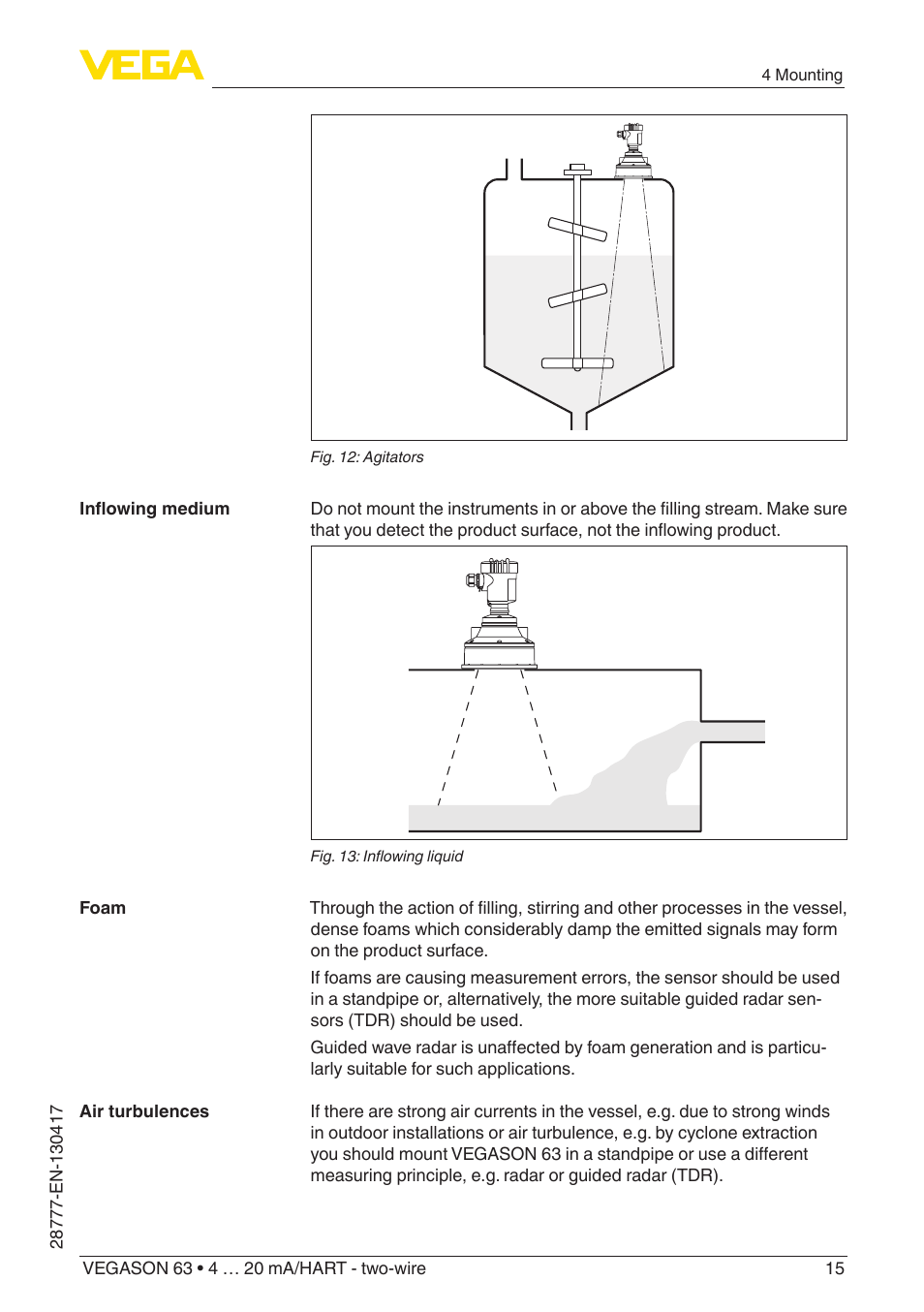 VEGA VEGASON 63 4 … 20 mA_HART - two-wire User Manual | Page 15 / 52