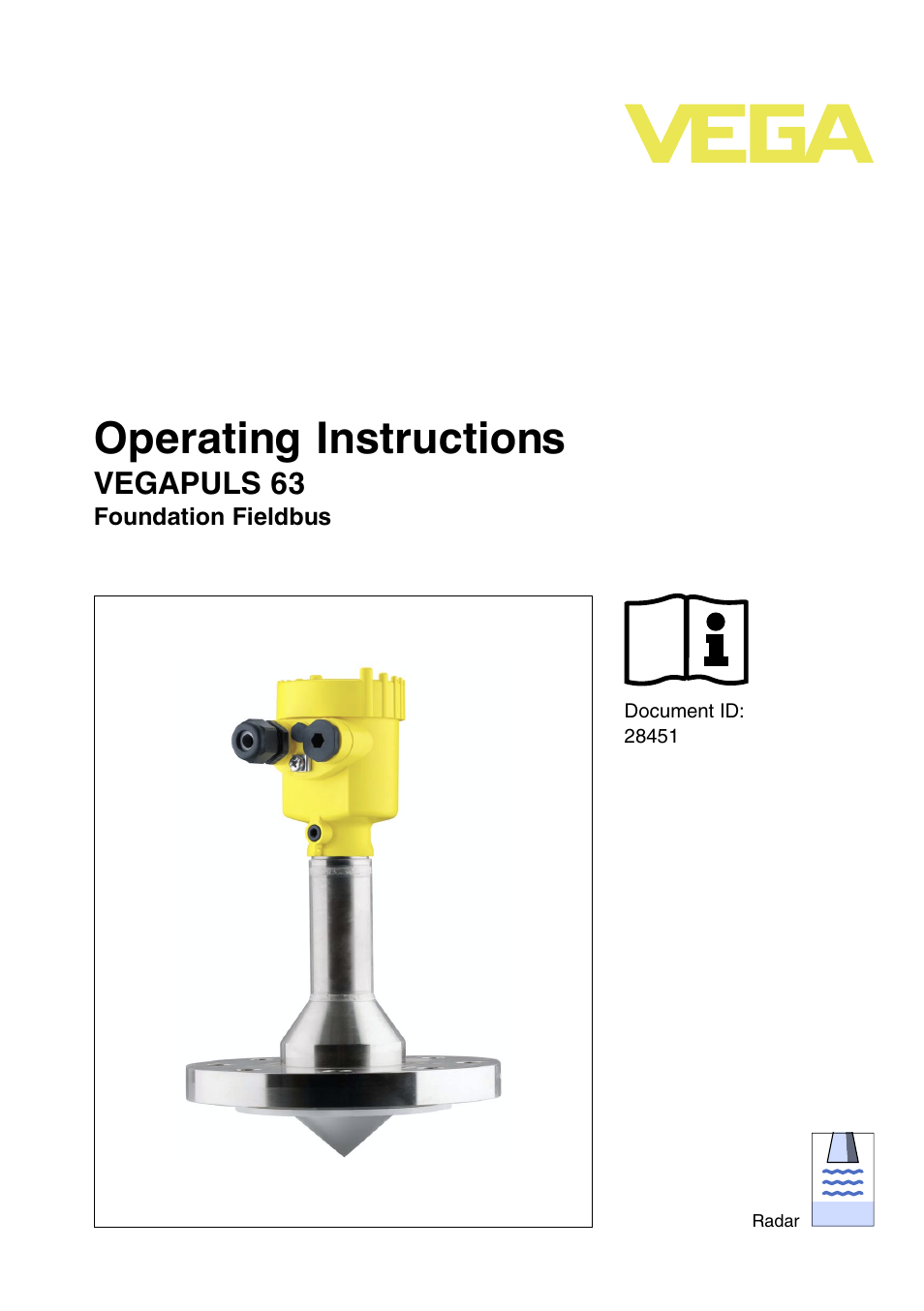 VEGA VEGAPULS 63 (≥ 2.0.0 - ≤ 3.8) Foundation Fieldbus User Manual | 72 pages