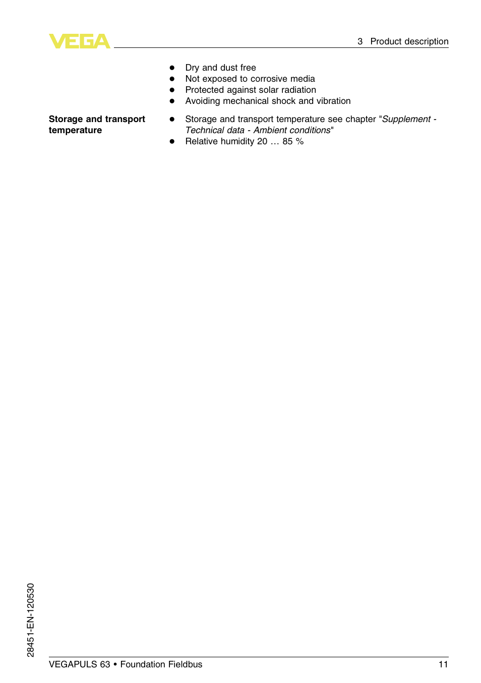 VEGA VEGAPULS 63 (≥ 2.0.0 - ≤ 3.8) Foundation Fieldbus User Manual | Page 11 / 72