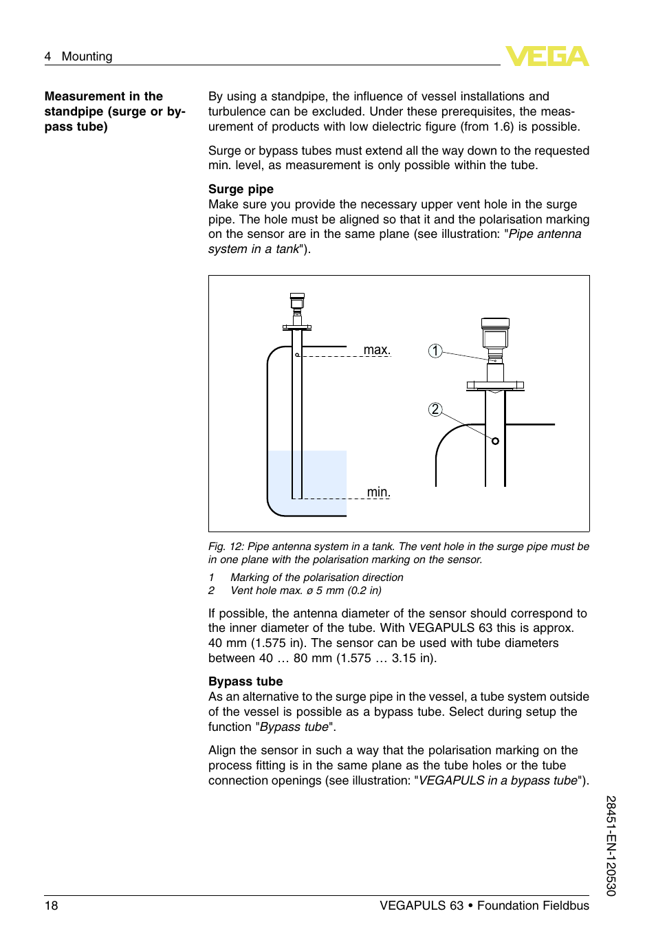 VEGA VEGAPULS 63 (≥ 2.0.0 - ≤ 3.8) Foundation Fieldbus User Manual | Page 18 / 72