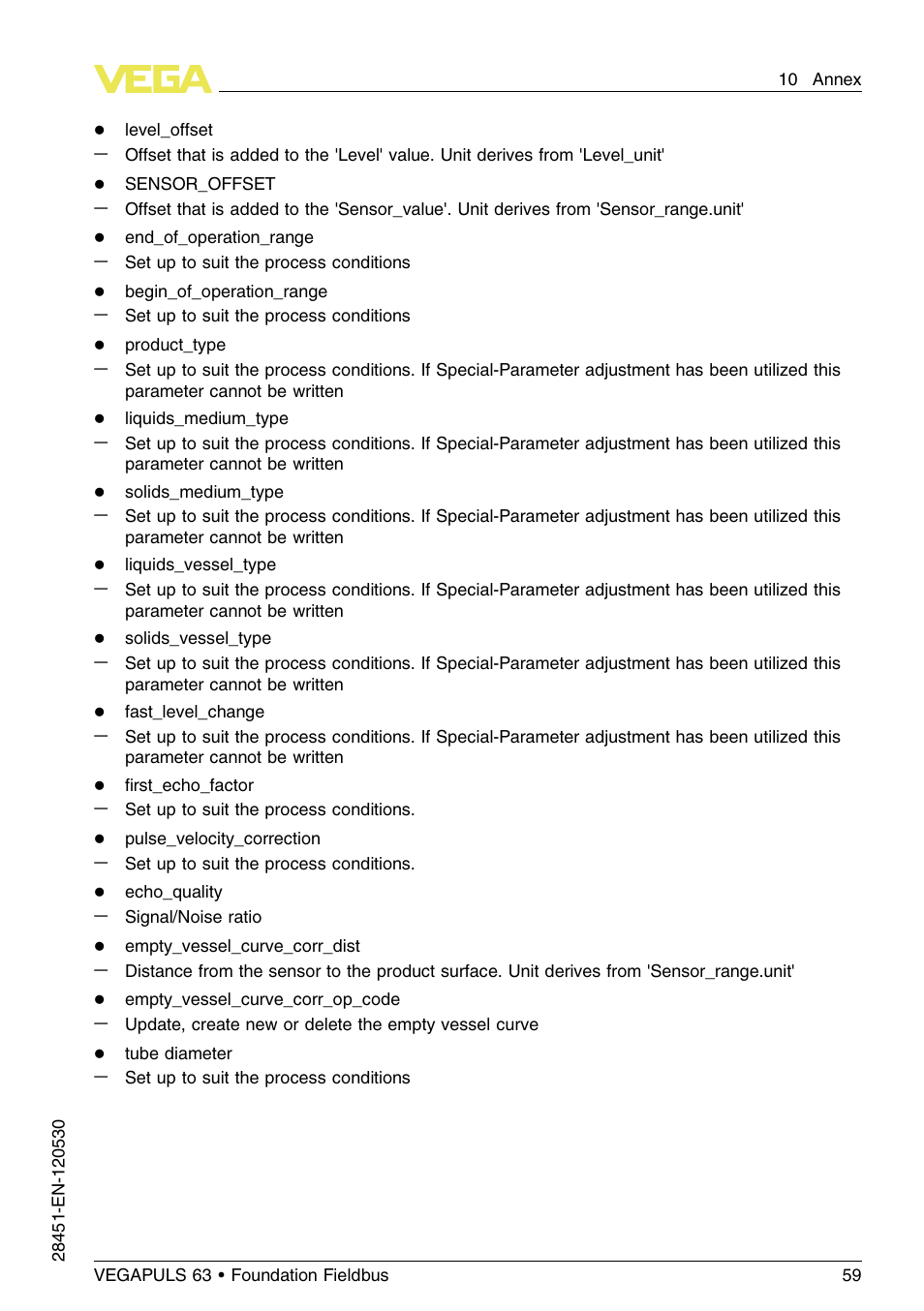 VEGA VEGAPULS 63 (≥ 2.0.0 - ≤ 3.8) Foundation Fieldbus User Manual | Page 59 / 72