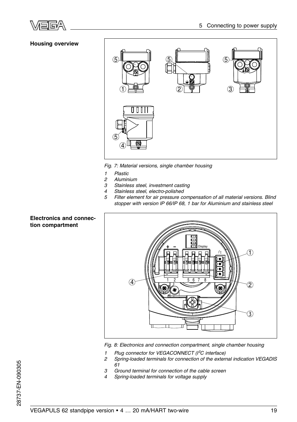 VEGA VEGAPULS 62 (≥ 2.0.0 - ≤ 3.8) standpipe ver. 4 … 20 mA_HART two-wire User Manual | Page 19 / 60