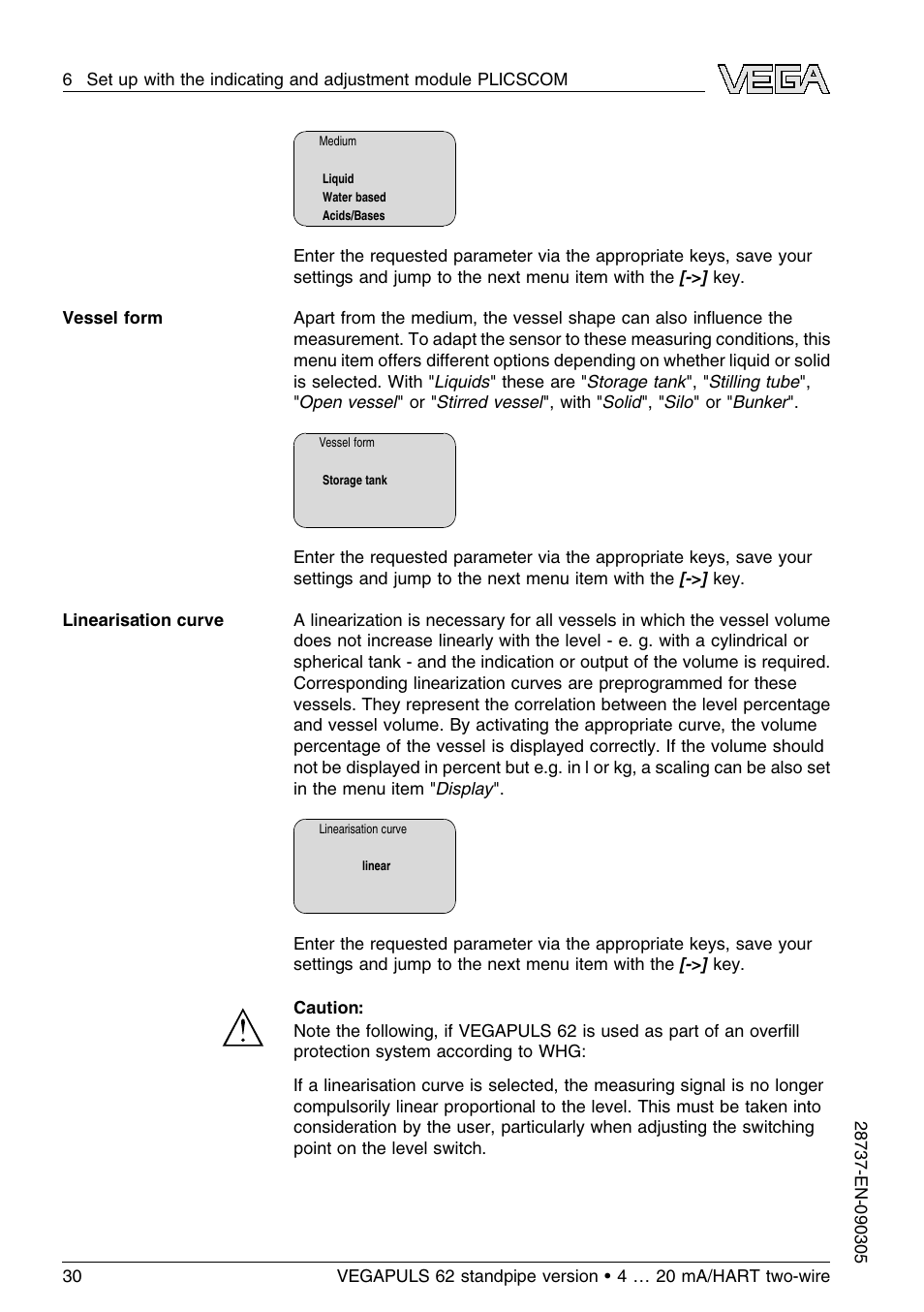 VEGA VEGAPULS 62 (≥ 2.0.0 - ≤ 3.8) standpipe ver. 4 … 20 mA_HART two-wire User Manual | Page 30 / 60