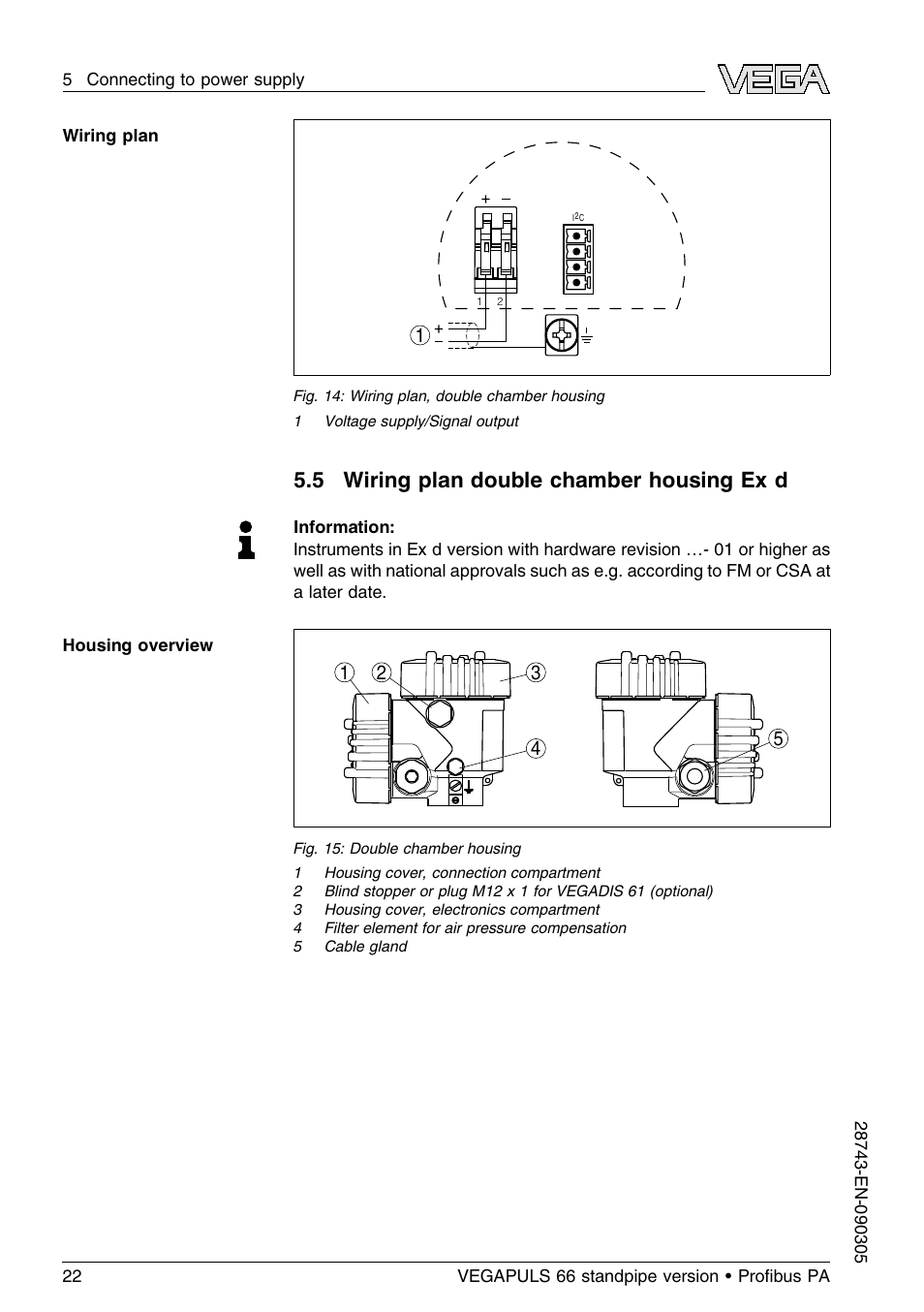 5 wiring plan double chamber housing ex d, 5 wiring plan double chamber housing ex d | VEGA VEGAPULS 66 (≥ 2.0.0 - ≤ 3.8) standpipe ver. Proﬁbus PA User Manual | Page 22 / 60