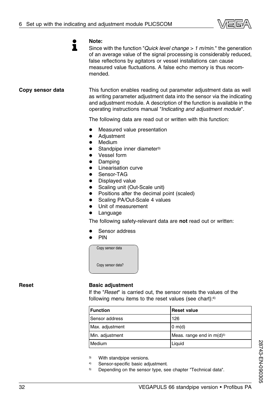 VEGA VEGAPULS 66 (≥ 2.0.0 - ≤ 3.8) standpipe ver. Proﬁbus PA User Manual | Page 32 / 60