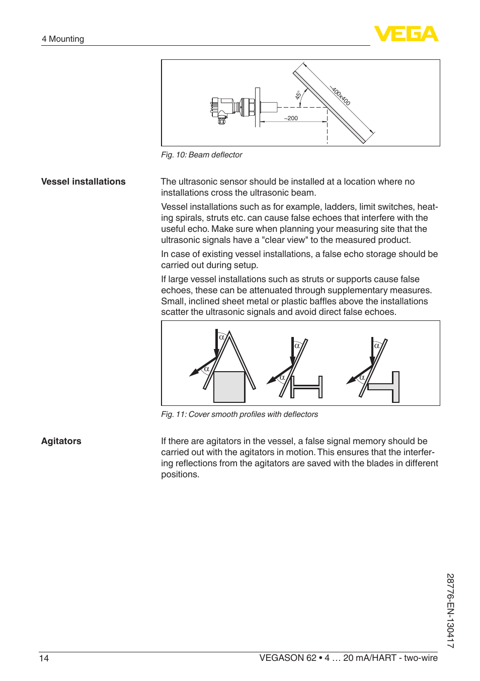 VEGA VEGASON 62 4 … 20 mA_HART - two-wire User Manual | Page 14 / 52