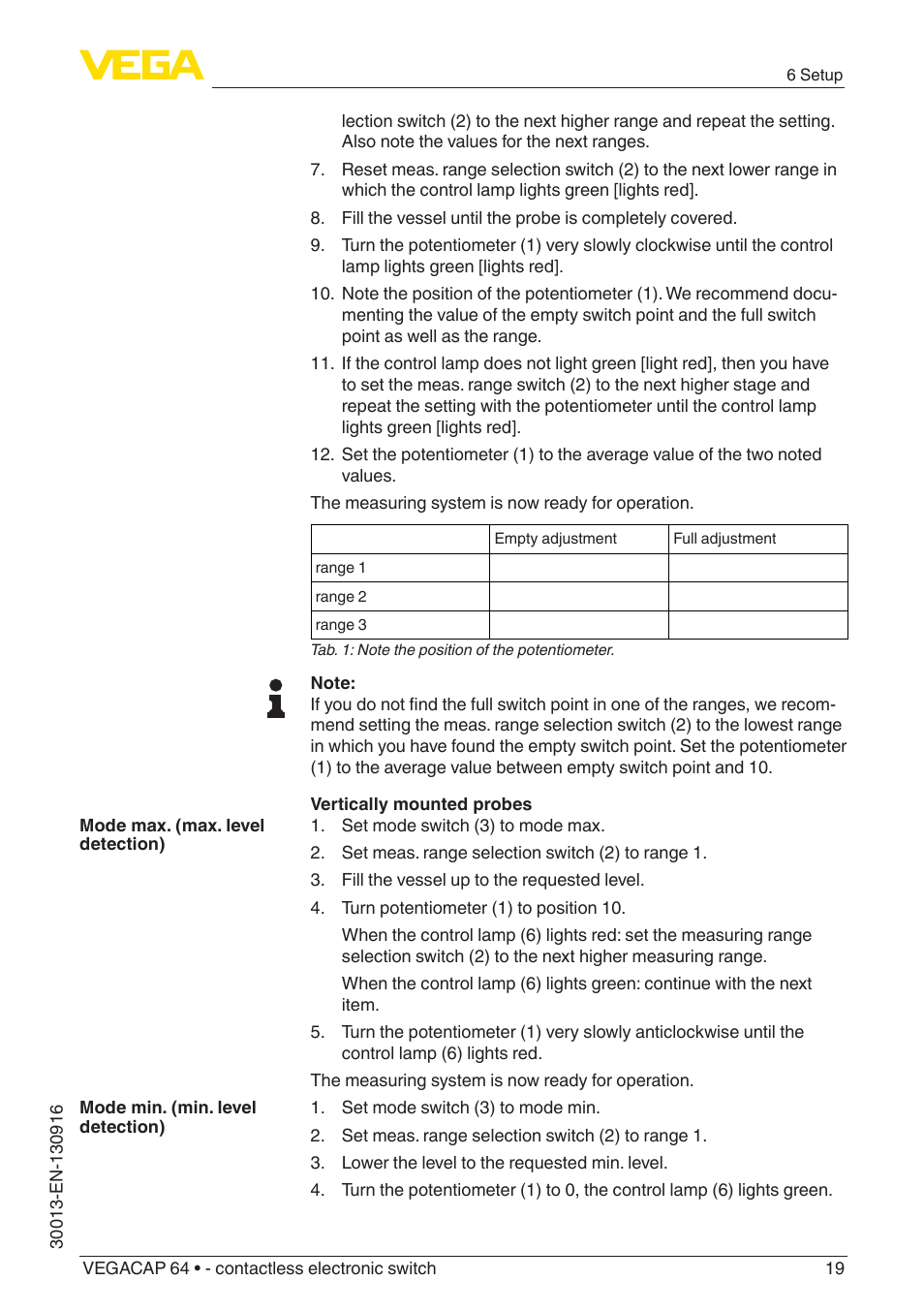VEGA VEGACAP 64 - contactless electronic switch User Manual | Page 19 / 36