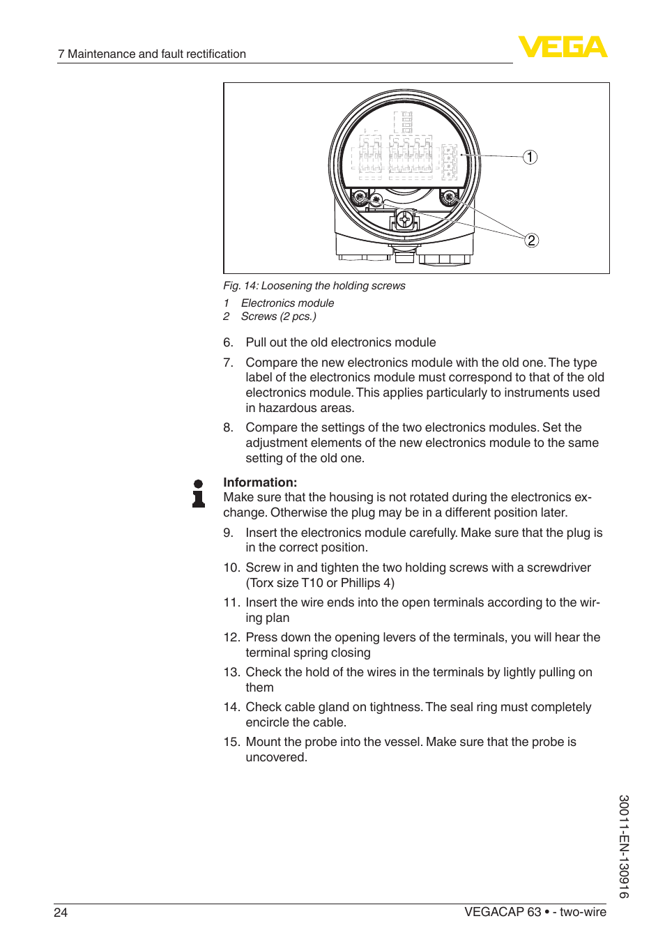 VEGA VEGACAP 63 - two-wire User Manual | Page 24 / 36