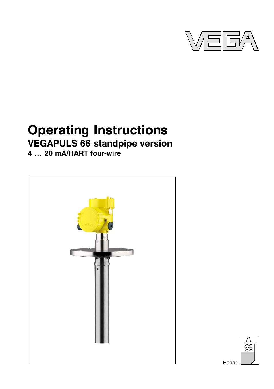 VEGA VEGAPULS 66 (≥ 2.0.0 - ≤ 3.8) standpipe ver. 4 … 20 mA_HART four-wire User Manual | 52 pages