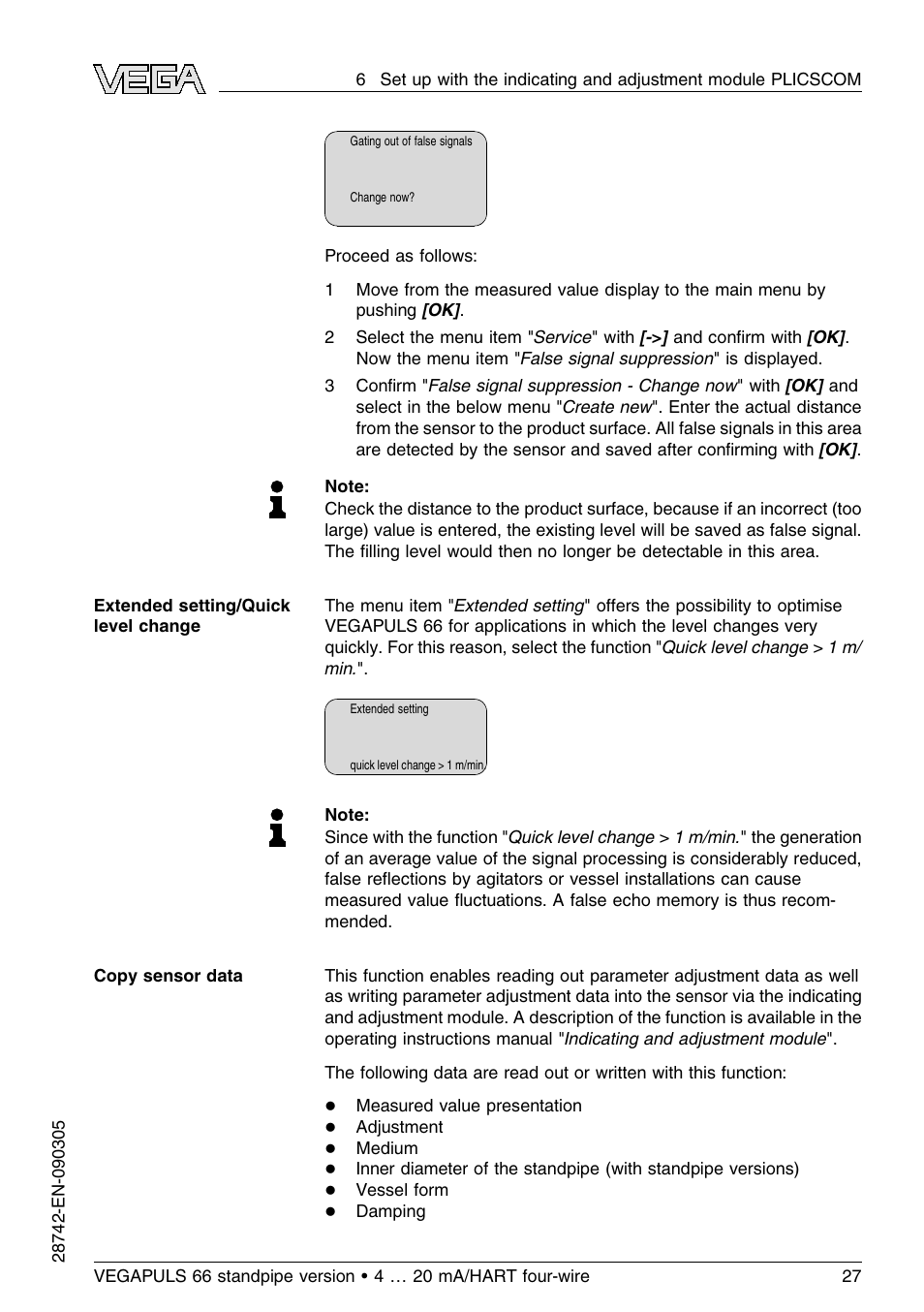 VEGA VEGAPULS 66 (≥ 2.0.0 - ≤ 3.8) standpipe ver. 4 … 20 mA_HART four-wire User Manual | Page 27 / 52