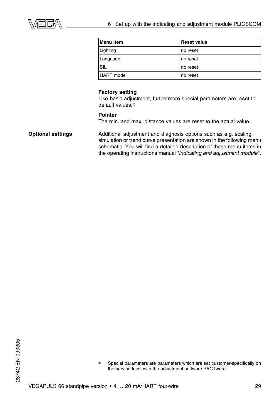 VEGA VEGAPULS 66 (≥ 2.0.0 - ≤ 3.8) standpipe ver. 4 … 20 mA_HART four-wire User Manual | Page 29 / 52