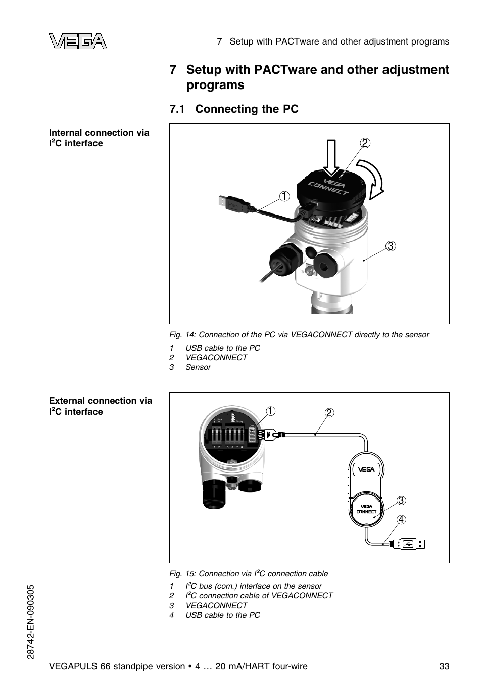 1 connecting the pc, 1 connecting the pc 3 1 2 | VEGA VEGAPULS 66 (≥ 2.0.0 - ≤ 3.8) standpipe ver. 4 … 20 mA_HART four-wire User Manual | Page 33 / 52