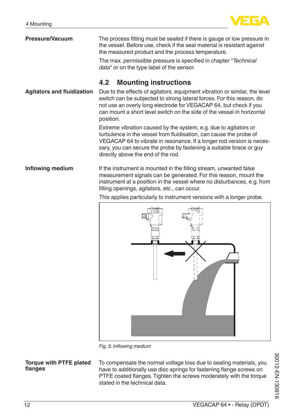 2 mounting instructions | VEGA VEGACAP 64 - Relay (DPDT) User Manual | Page 12 / 32