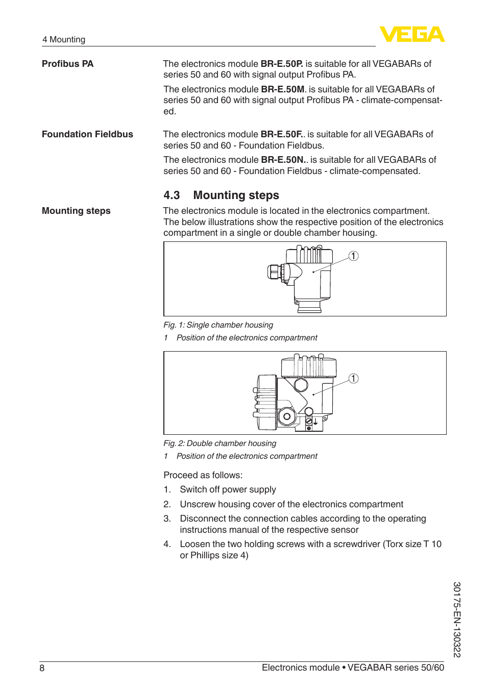 3 mounting steps | VEGA VEGABAR series 50_60 User Manual | Page 8 / 16