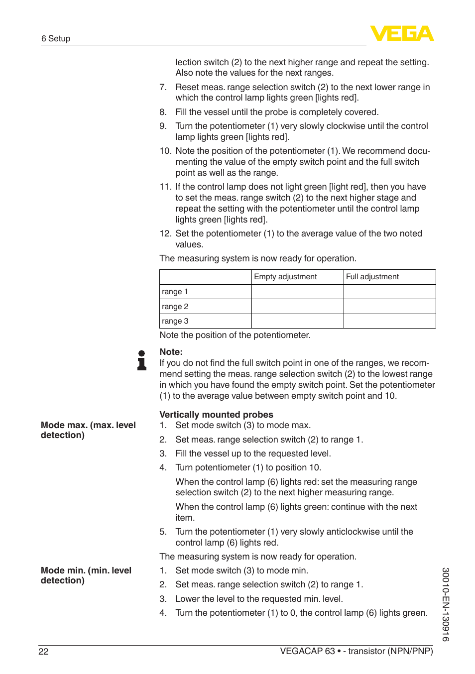 VEGA VEGACAP 63 - transistor (NPN_PNP) User Manual | Page 22 / 40