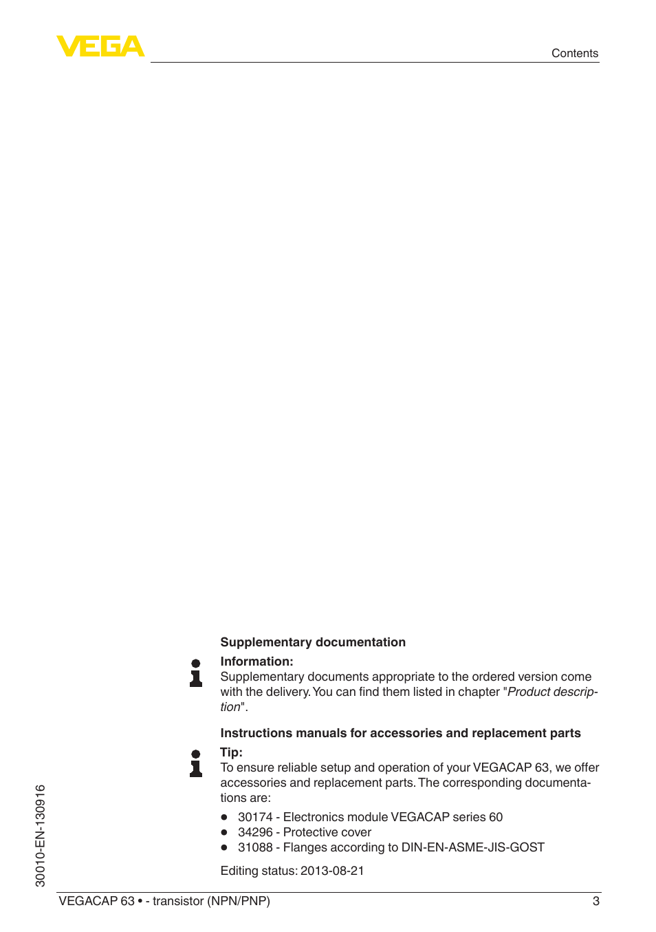 VEGA VEGACAP 63 - transistor (NPN_PNP) User Manual | Page 3 / 40