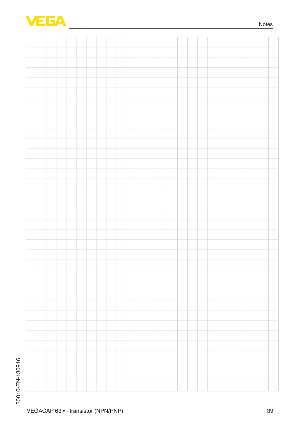 VEGA VEGACAP 63 - transistor (NPN_PNP) User Manual | Page 39 / 40