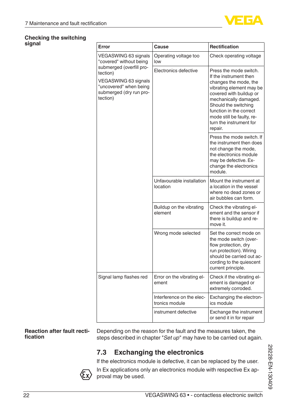 3 exchanging the electronics | VEGA VEGASWING 63 - contactless electronic switch User Manual | Page 22 / 36