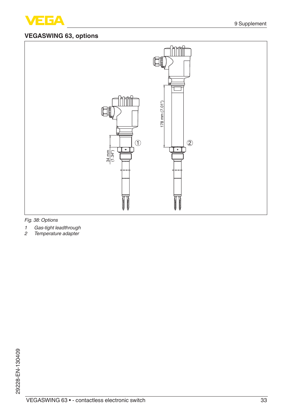 Vegaswing 63, options | VEGA VEGASWING 63 - contactless electronic switch User Manual | Page 33 / 36