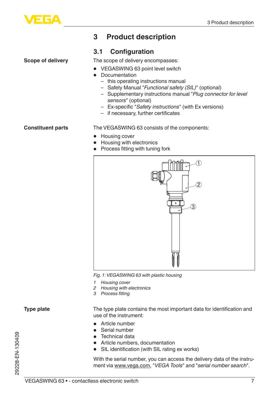 3 product description | VEGA VEGASWING 63 - contactless electronic switch User Manual | Page 7 / 36