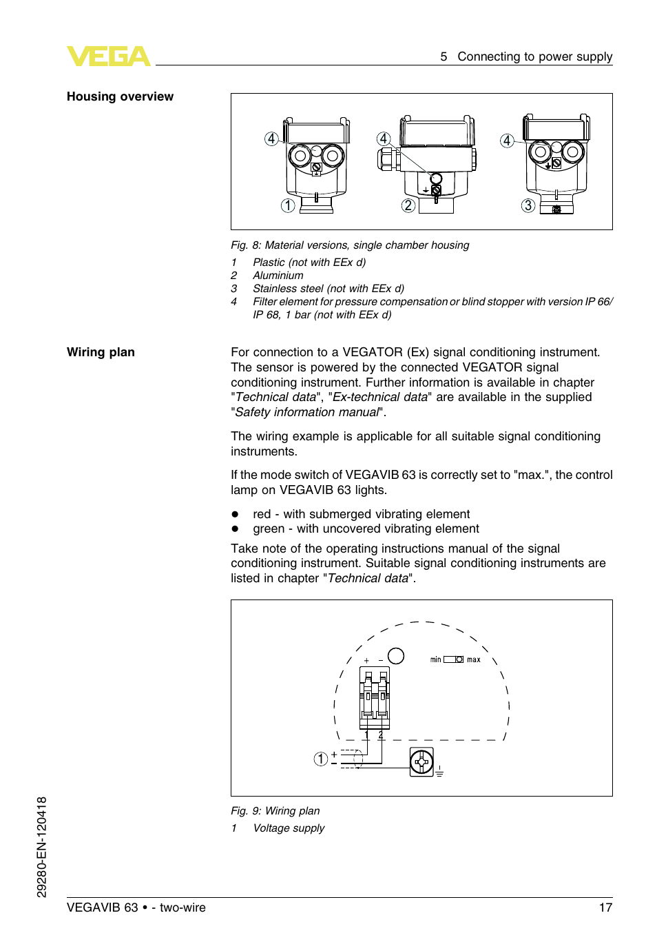 VEGA VEGAVIB 63 - two-wire User Manual | Page 17 / 40