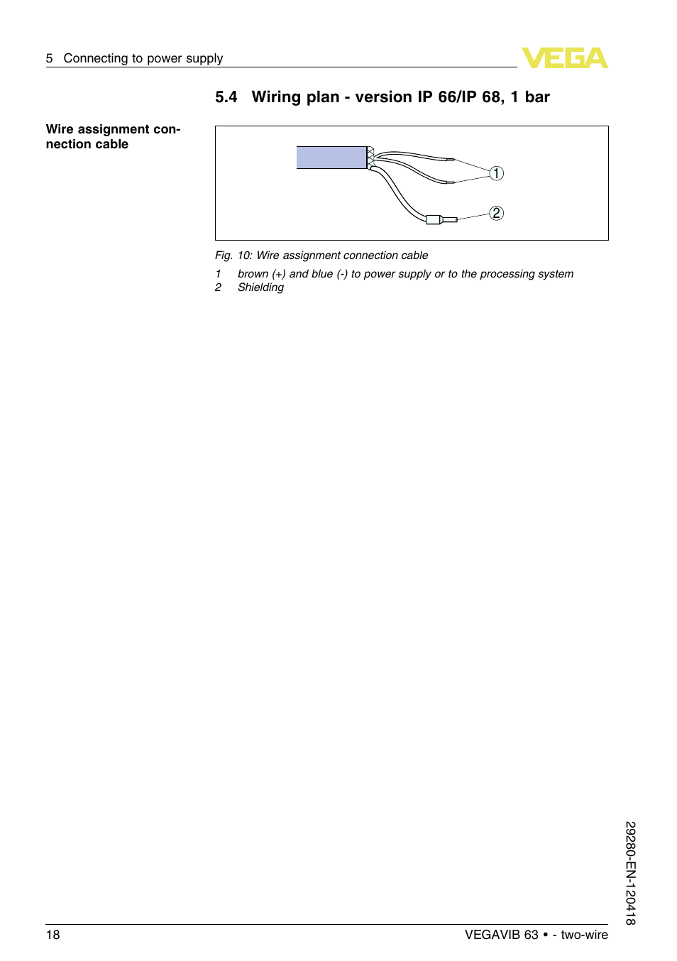 4 wiring plan – version ip66/ip68, 1bar | VEGA VEGAVIB 63 - two-wire User Manual | Page 18 / 40