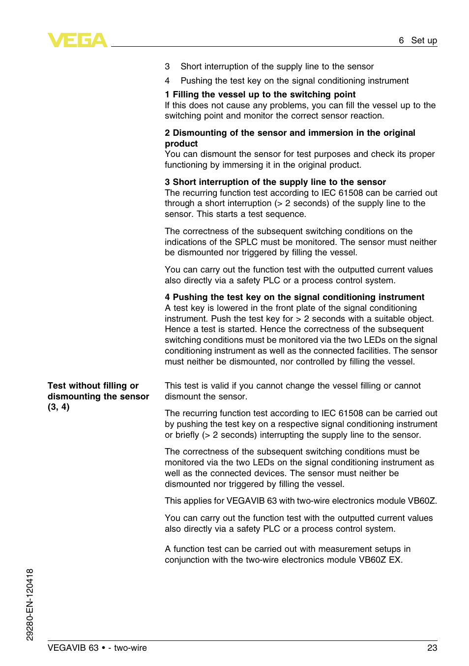 VEGA VEGAVIB 63 - two-wire User Manual | Page 23 / 40