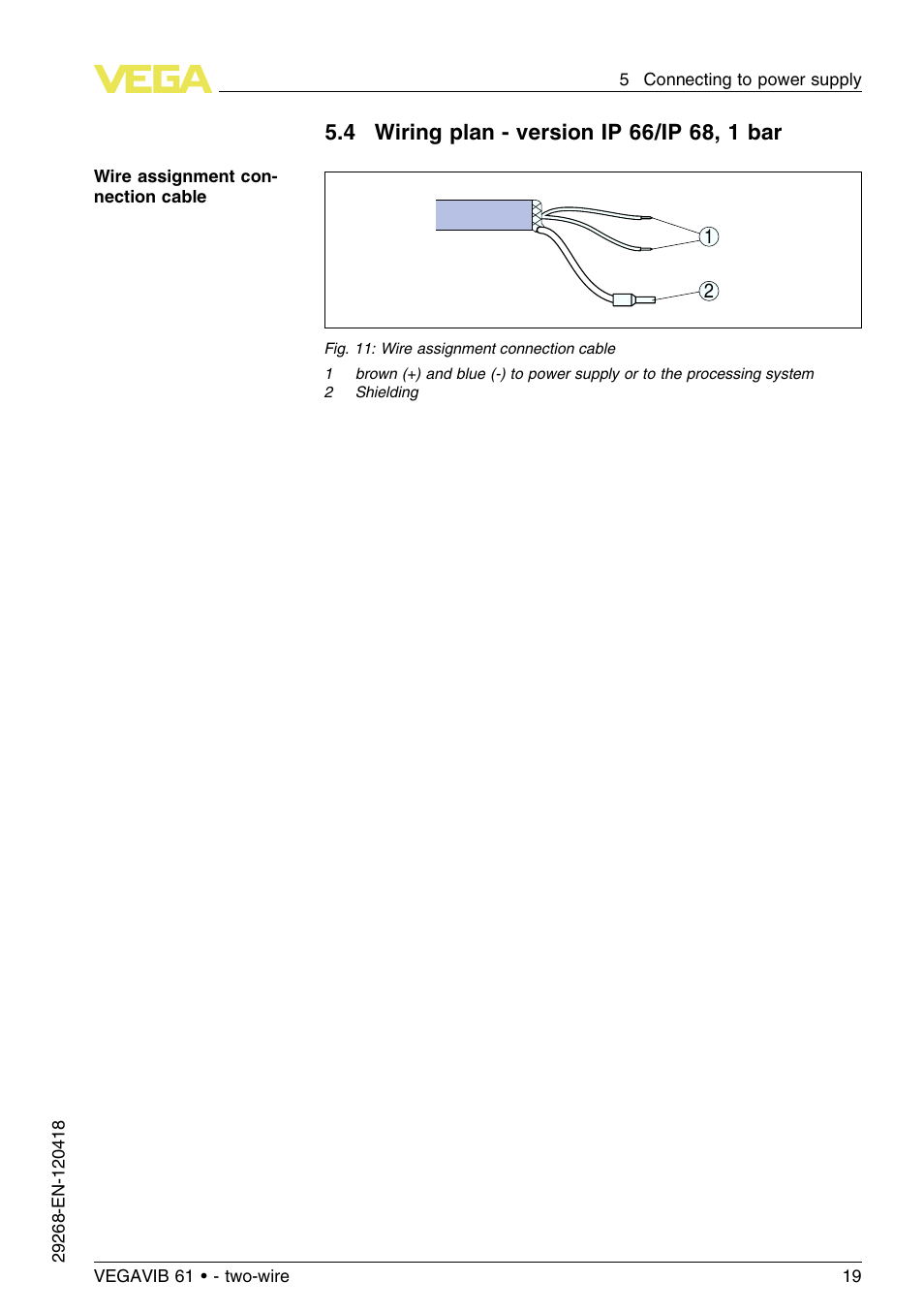 4 wiring plan – version ip66/ip68, 1bar | VEGA VEGAVIB 61 - two-wire User Manual | Page 19 / 40