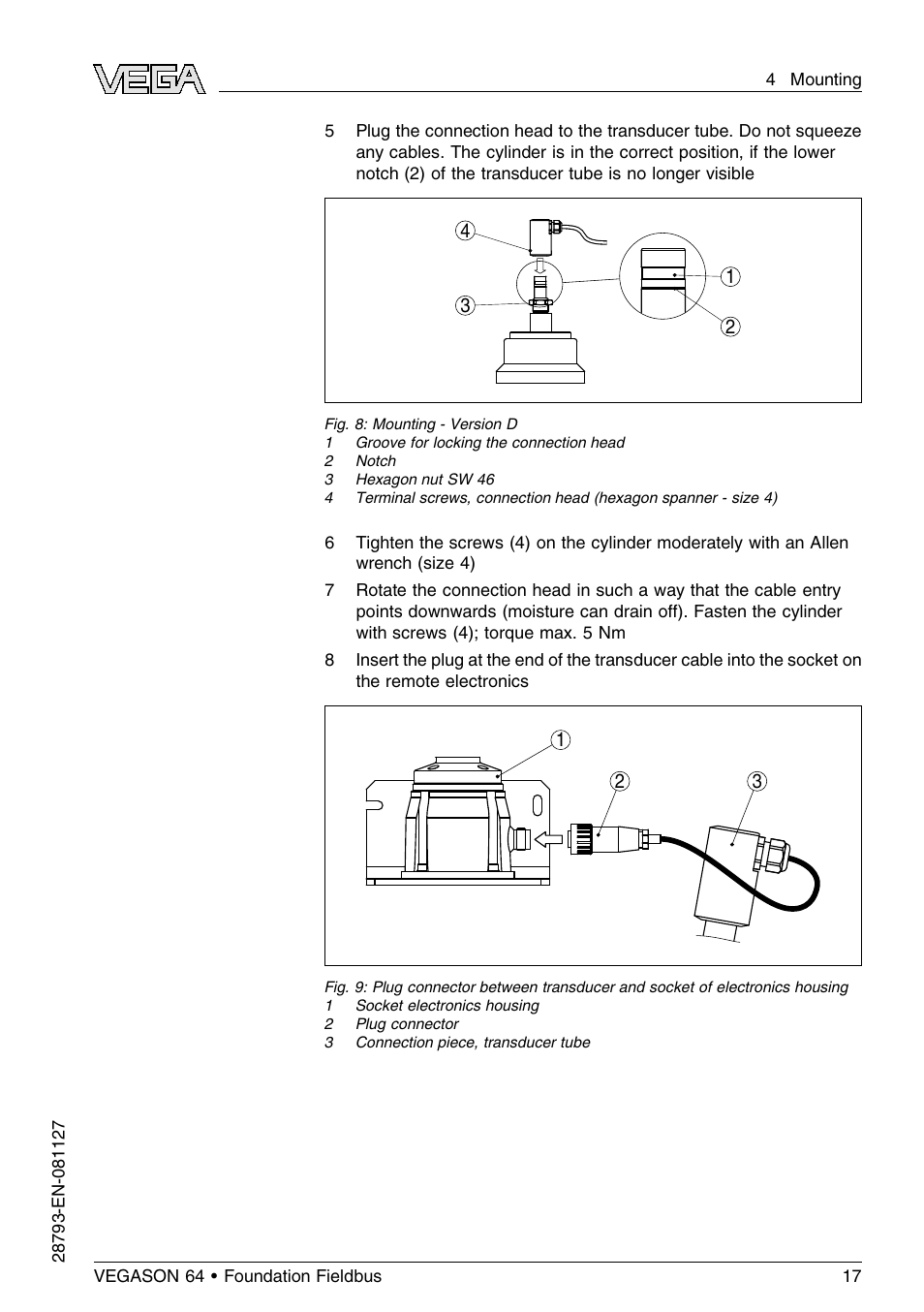 VEGA VEGASON 64 Foundation Fieldbus User Manual | Page 17 / 64